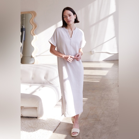 It Is Well Mandarin Gauze Dress in Natural size S - Picture 12 of 13